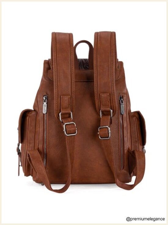 Floral Tooled Western Backpack Purse with Drawstring and Magnetic Button Closure main image 4